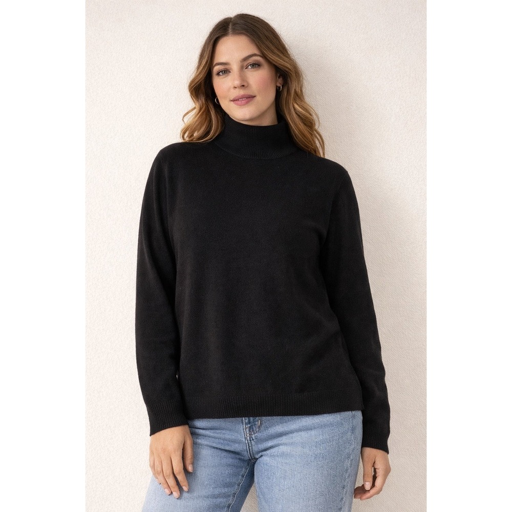 Luca Faloni Black Chunky Knit Cashmere Mock Neck Sweater Italy XL‎ NEW